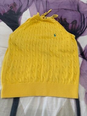 Ralph Lauren Yellow Cable-Knit Halter Top with Polo Pony